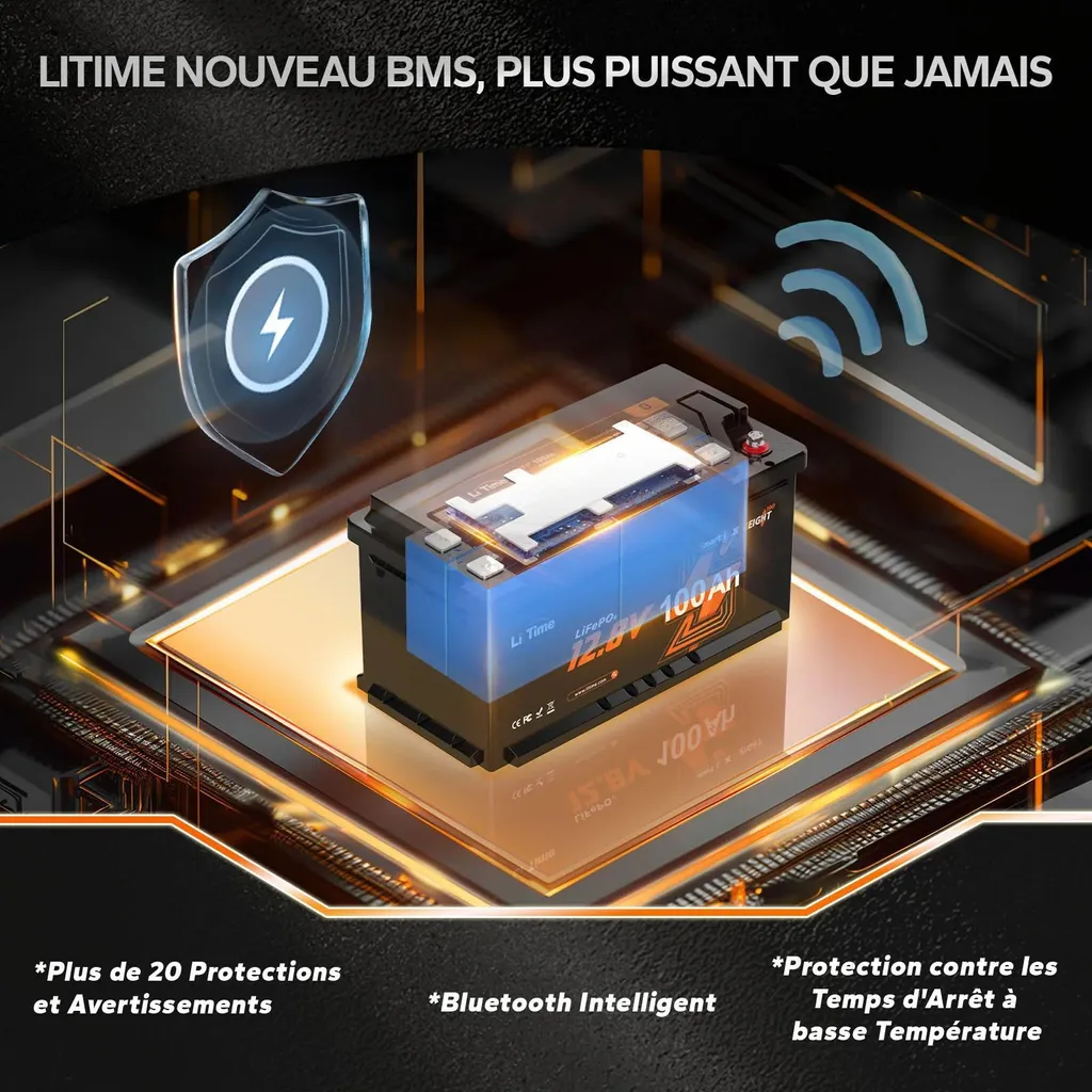Accumulateur Lithium 12V 100Ah LiFePO4 H190 avec Bluetooth Intégré - 6
