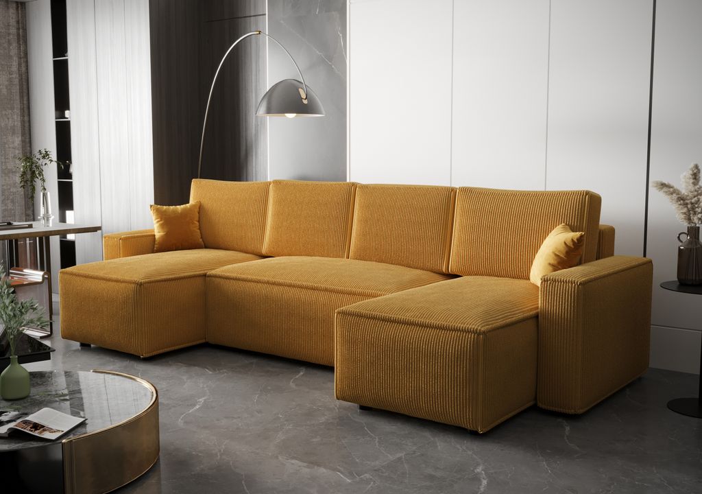 BEDANTE Ecksofa U AMBRO Poso 01 mit Schlaffunktion U-Form, Sofa mit Stauraum, Bettkasten, Wohnzimmersofa, Couch, Sofa, Bettsofa