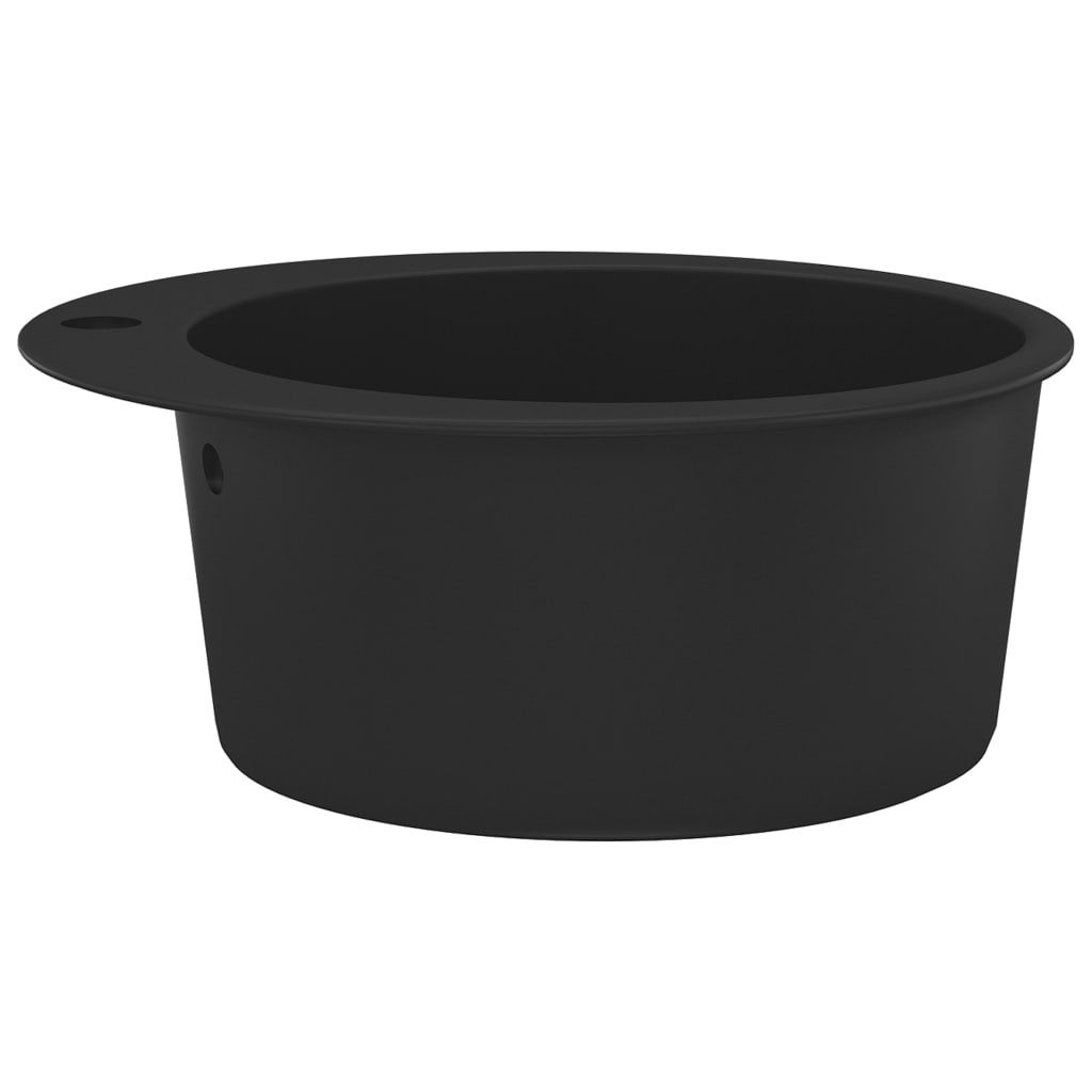 vidaXL Granitspüle Einzelbecken Rund Schwarz Produktbild 5