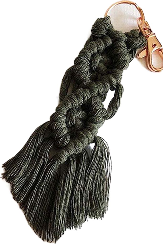 Schlüsselanhänger, Bohemian-Stil, handgefertigt, Quaste, Metallschnalle, Ethno-Stil, dekorativ, Vintage, handgewebt, Makramee, Rucksack-Anhänger...