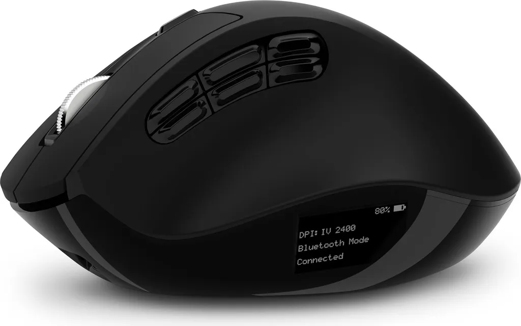 Souris ergonomique sans fil pour le télétravail avec affichage LCD Noir