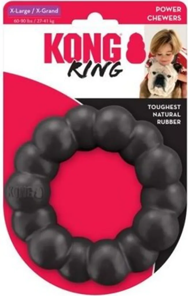 Jouet KONG Extreme Ring en Caoutchouc Naturel Noir Solide de 13 cm