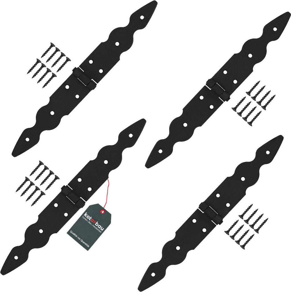 KOTARBAU 4er Set Ladenband Türbänder 150 x 150 x 35 mm aus Pulverbeschichtetem Stahl Torscharnier Türband Schwarz Scharniere Klappbar Fensters...