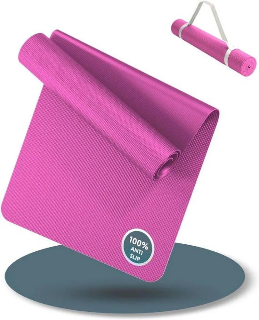Natte de fitness antidérapante 180x60cm tapis de sol yoga rose confort