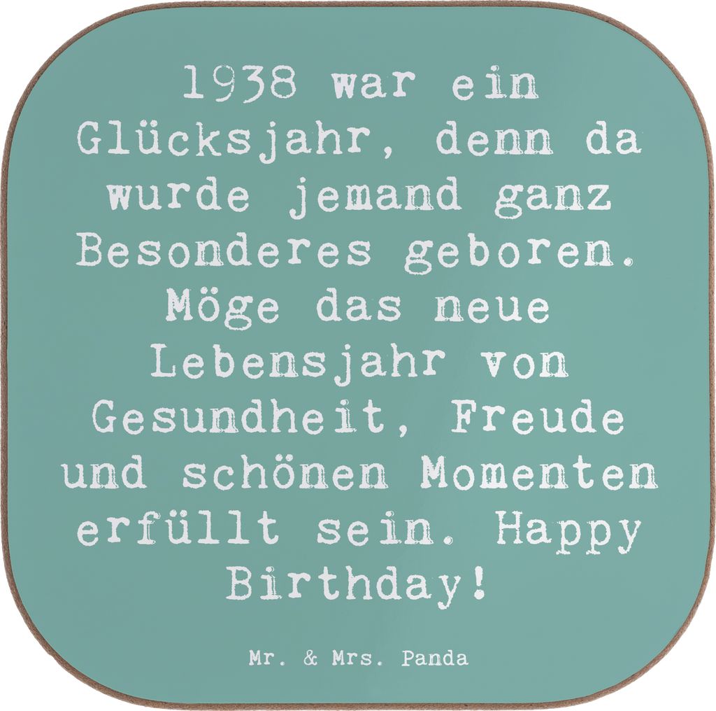 Mr. & Mrs. Panda Untersetzer Tasse Spruch 1938 Geburtstag - Meeresbrise - Geschenk, Feiern, Alter, Tassenuntersetzer, Happy Birthday, für Gläser,...