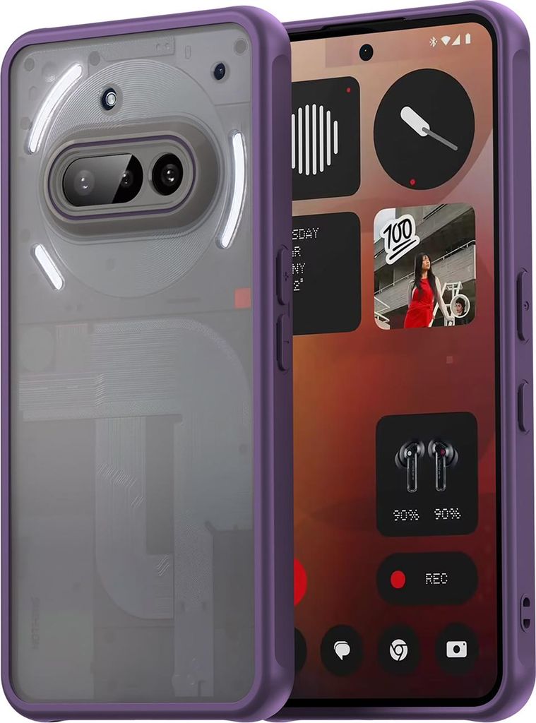 Matt Hülle für Nothing Phone 3a mit Kameraschutz, Transluzente Matt Rückseite Stoßfeste Handyhülle Lila
