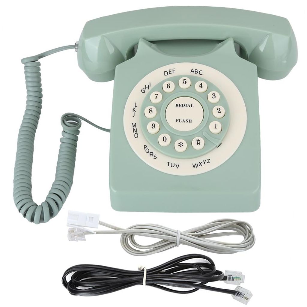 Téléphone fixe vintage européen antique, vert, appel haute Image du produit 