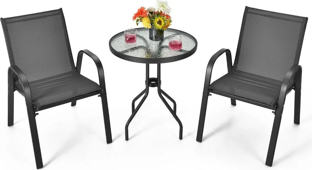 Ensemble de jardin pour balcon table et 2 chaises pour repas extérieur - 2