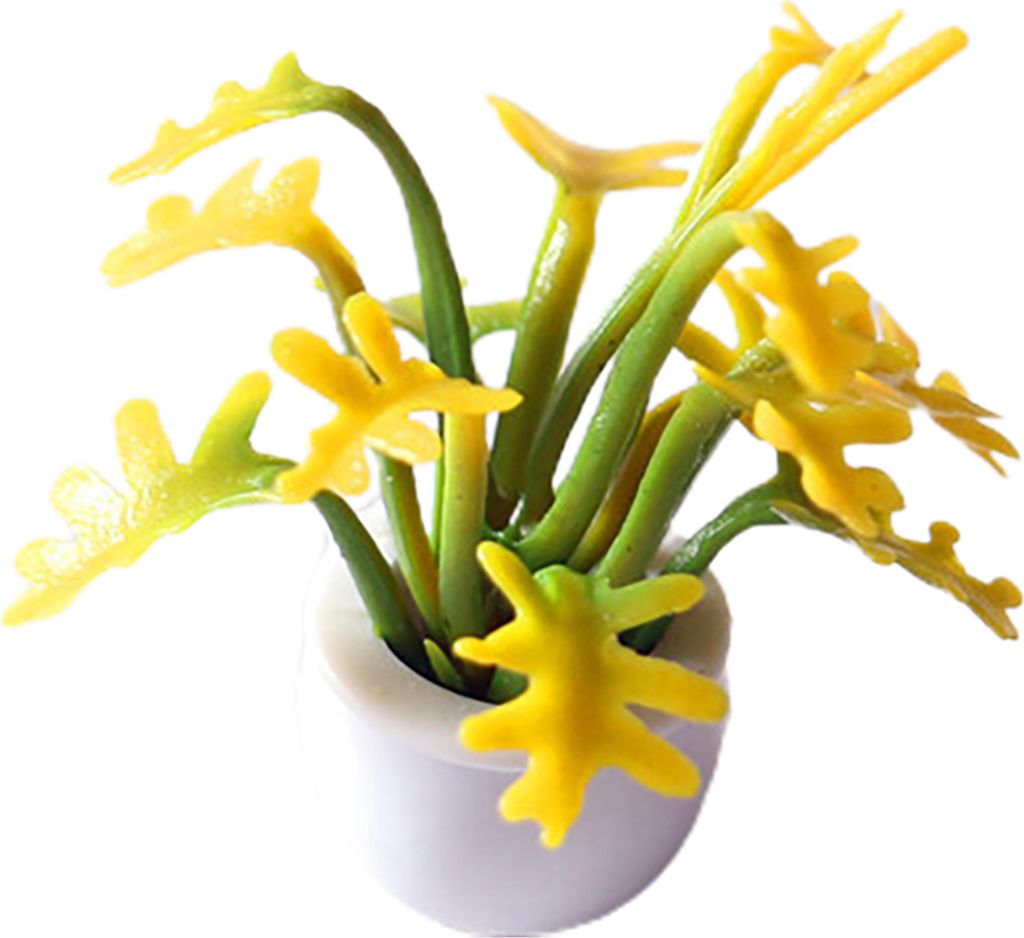 Mini -Topf -Pflanze Hochsimulationszubehör kleine Topf Dollhouse Dekor für Landschaft-Gelb B