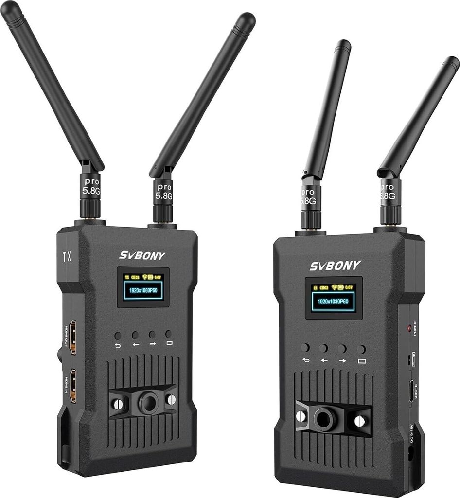 Svbony ST1 4K Kabelloses Videoübertragungssystem, 5G Kabellose Video und Audioübertragung, 300m Reichweite, 8 Band HDMI-Übertragungssystem Set