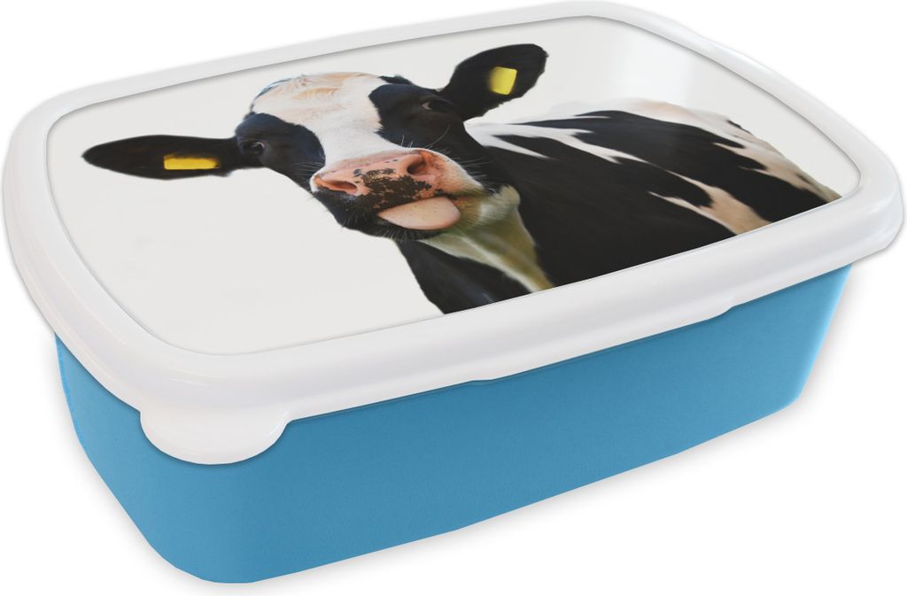 KitchenYeah Lunchbox Brotzeit Brotdose 17x11 cm Kuh - Schwarz - Weiß Kinder Brotzeitdose - Lunch - Kunststoff - Brotbüchse - Sandwichbox - Lun...