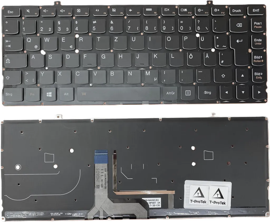 Réparer Clavier ST1KB-Ger : Modèle Allemand Noir Rétroéclairé sans Cadre