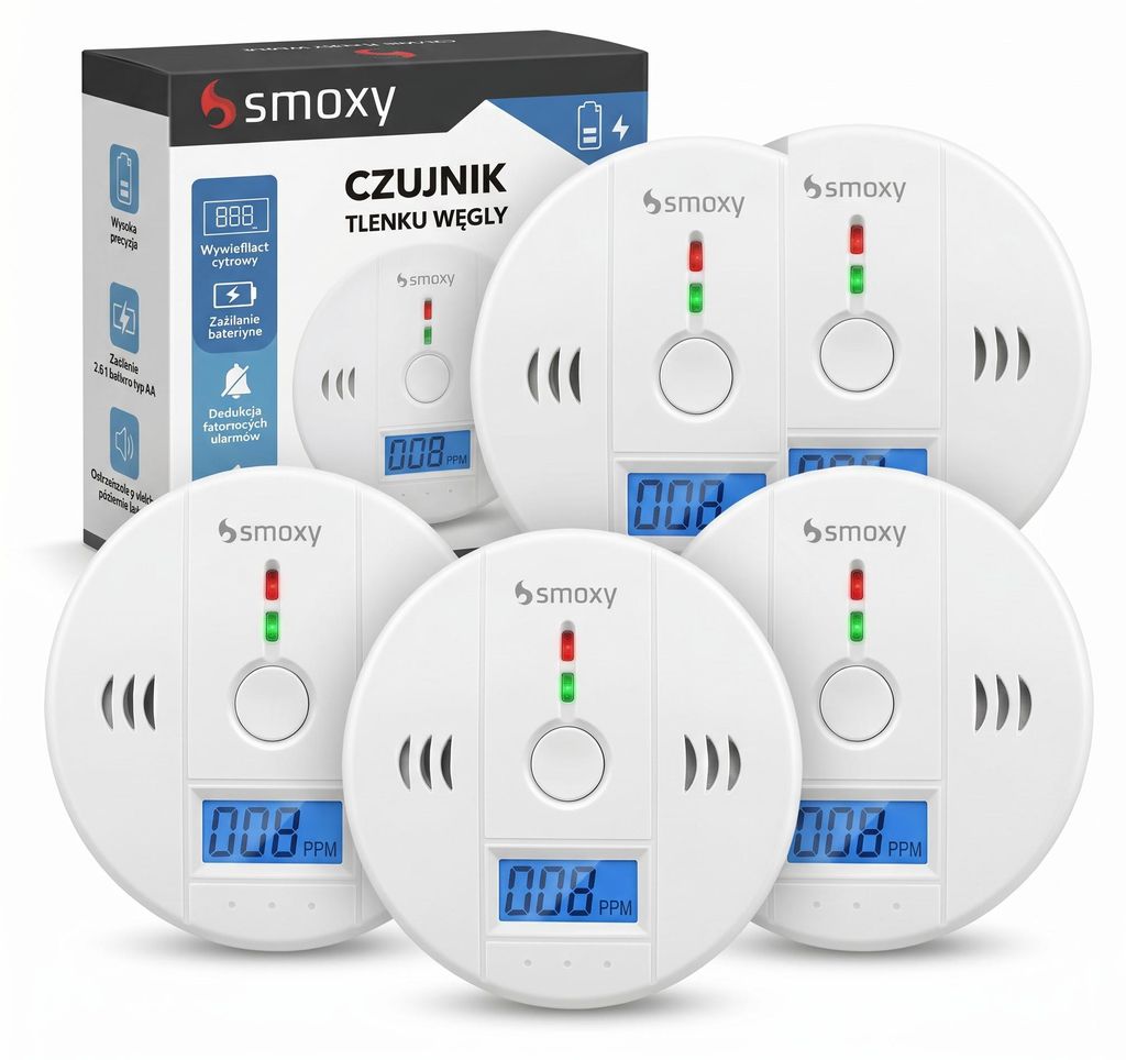 Detektor oxidu uhoľnatého 5 ks, alarm CO do domácnosti, LCD Obrázok produktu  Obrázok generovaný UI