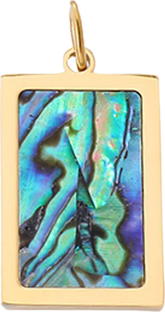 Halsketten-Anhänger, vielseitig einsetzbar, vergoldet, rechteckig, geometrisch, wiederverwendbar, dekorativ, Edelstahl, klassische Abalone-Muschel...