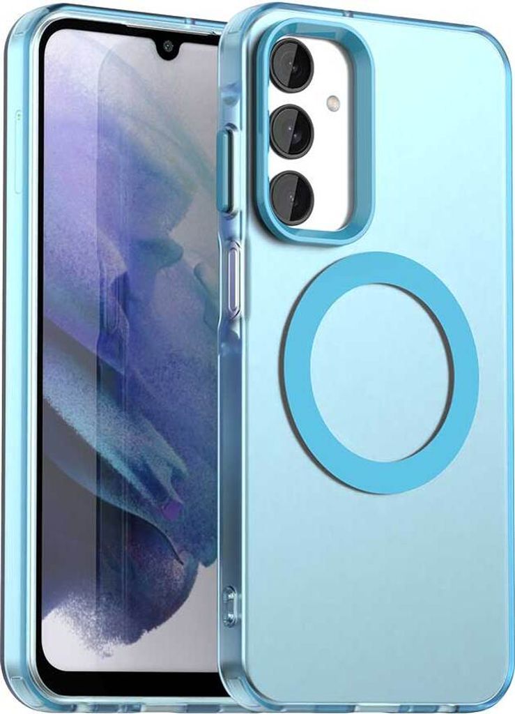 Magnetisch Hülle für Samsung Galaxy A25 5G, Schlank Durchscheinend Matt Stoßfest Handyhülle Blau