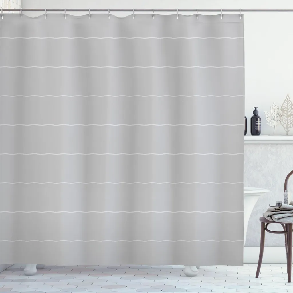 Tenda Doccia Chevron Grigia ABAKUHAUS 175x180 - Stile Art Déco Moderno