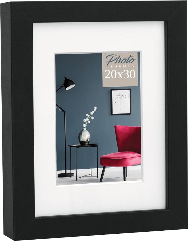 Holz Bilderrahmen rechteckig Schwarz für 20x30 cm