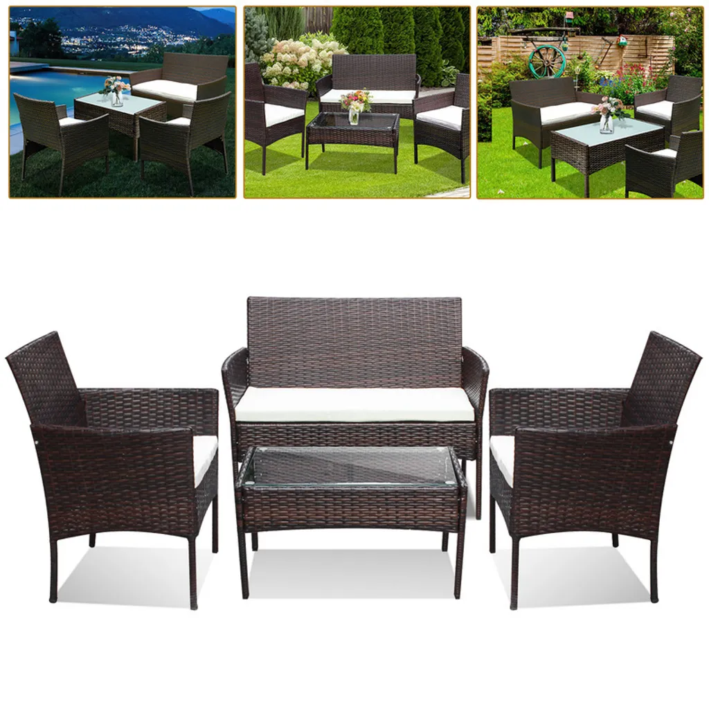 Set Giardino Polyrattan Marrone TolleTour: Divano Relax per Balcone