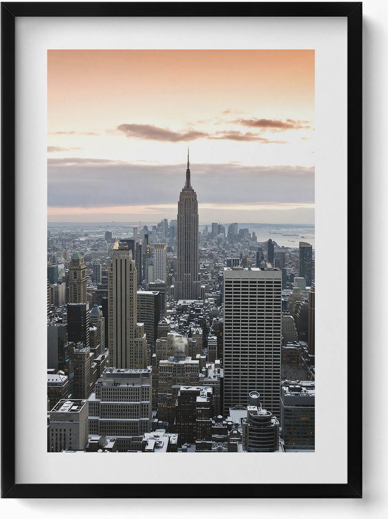 Panorama der Architektur von New York– Wandbild mit Rahmen – Gerahmtes Bild – Wanddekoration – 50x70 cm – Schwarz Rahmen