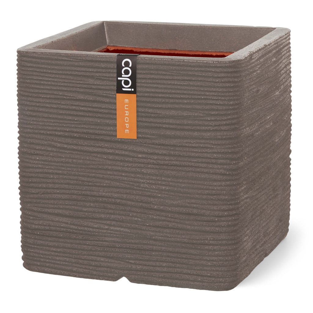 Capi Europe - Blumentopf quadratic Rib NL - Warm taupe - Zdjęcie produktu 