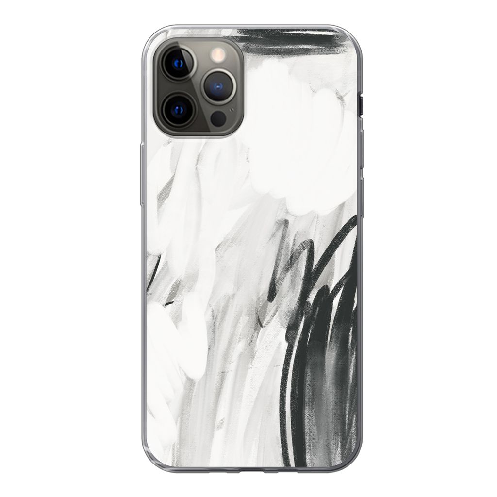 MuchoWow Handyhülle Schutzhülle Hülle für iPhone 13 Pro Kunst - Schwarz - Weiß - Abstrakt Silikon Softcase Handy Hülle - Handy-Tasche