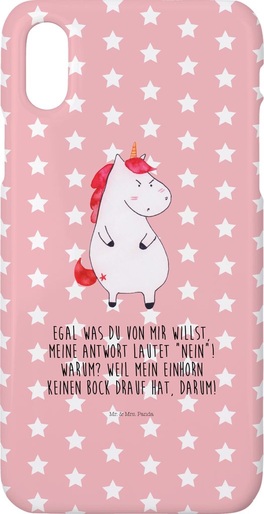 Mr. & Mrs. Panda Iphone 10 Handyhülle Einhorn Wut - Rot Pastell - Geschenk, Lustig, Arbeit, X, Unicorn, Nein, Cover, Einhörner, Handy, Hülle