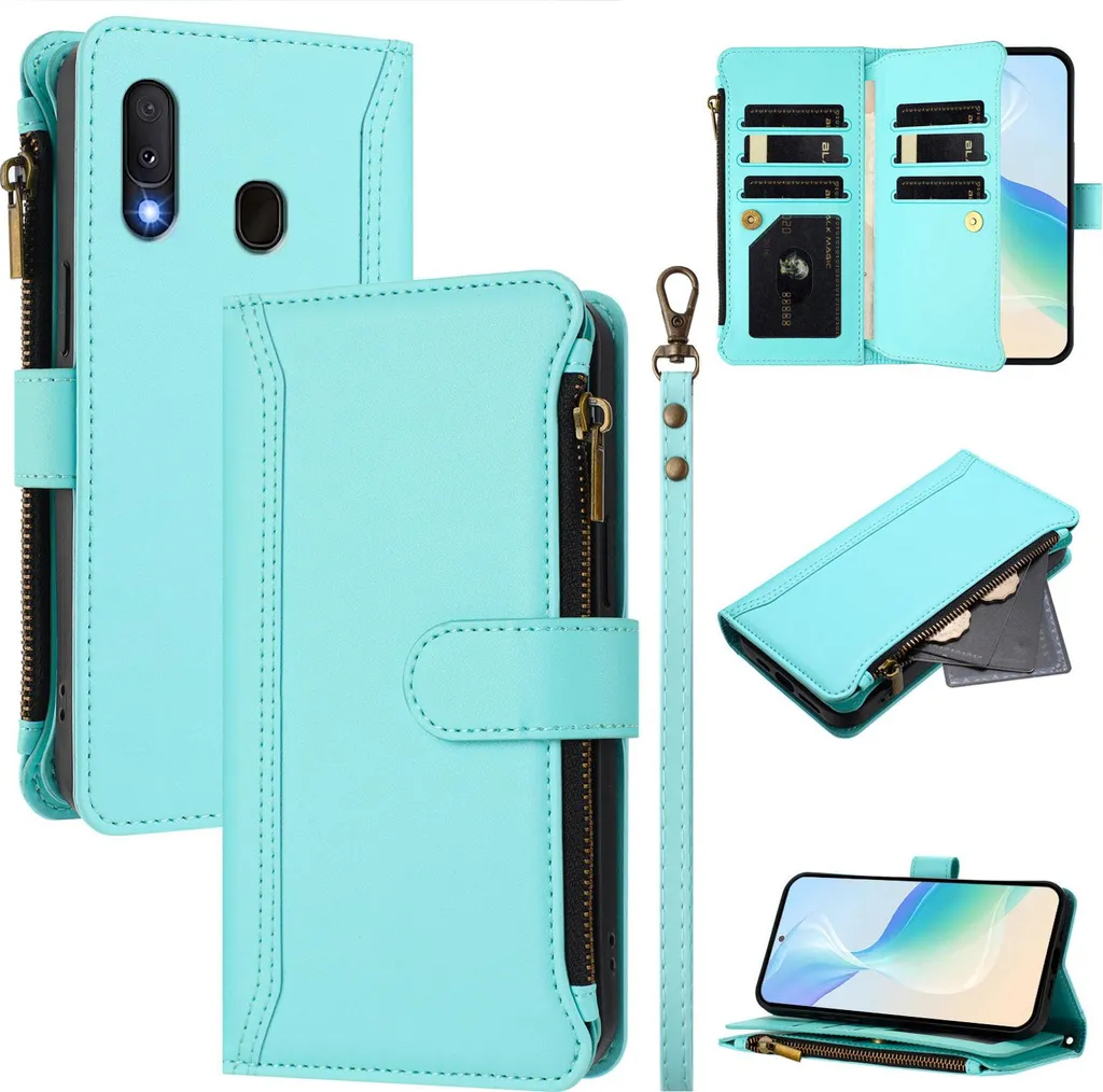 Idea Regalo: Cover Samsung A20E/A10E Portafoglio Verde Menta Zip