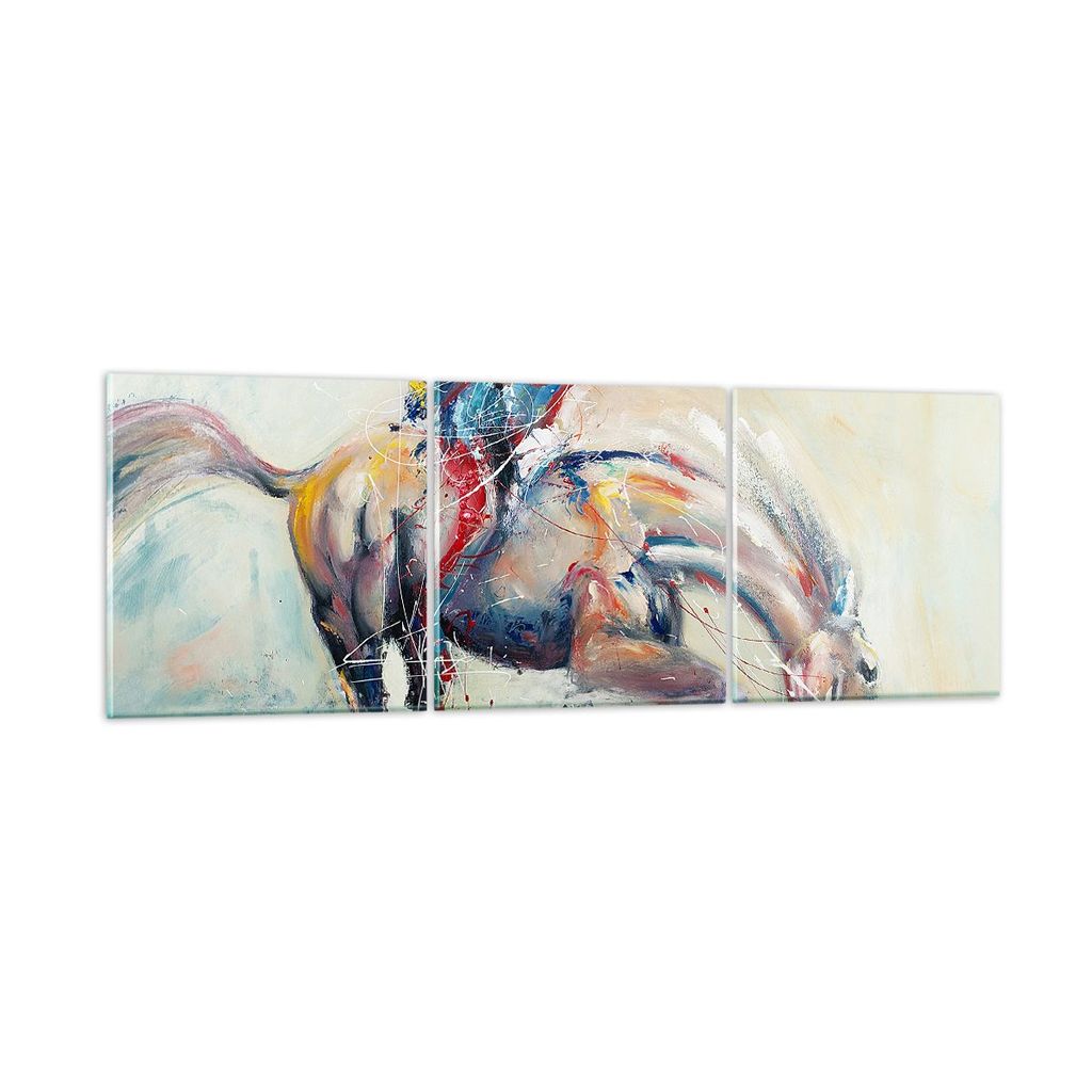 Bilder auf glas - Pferd Abstraktion - 150x50cm - Glasbilder - Wandbilder - Kunstdruck - zum Aufhängen bereit - Wanddekoration aus Glas - Glas Bild...