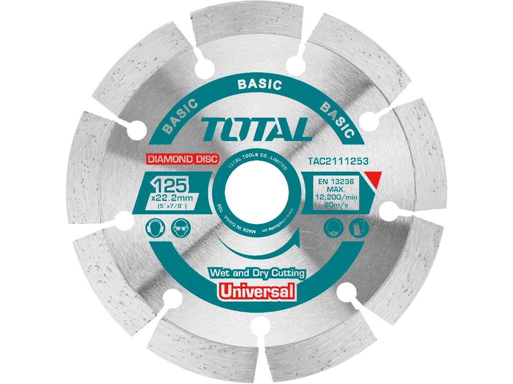 Diamantscheibe Total TAC2112303 Diamanttrennscheibe, segmentiert, Trocken- und Nassschnitt, 230x22,2mm