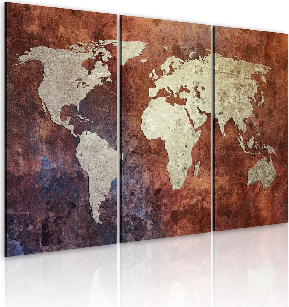 Mappa del Mondo da Parete 120x80 cm - Quadro 3 Pezzi Offerta Online