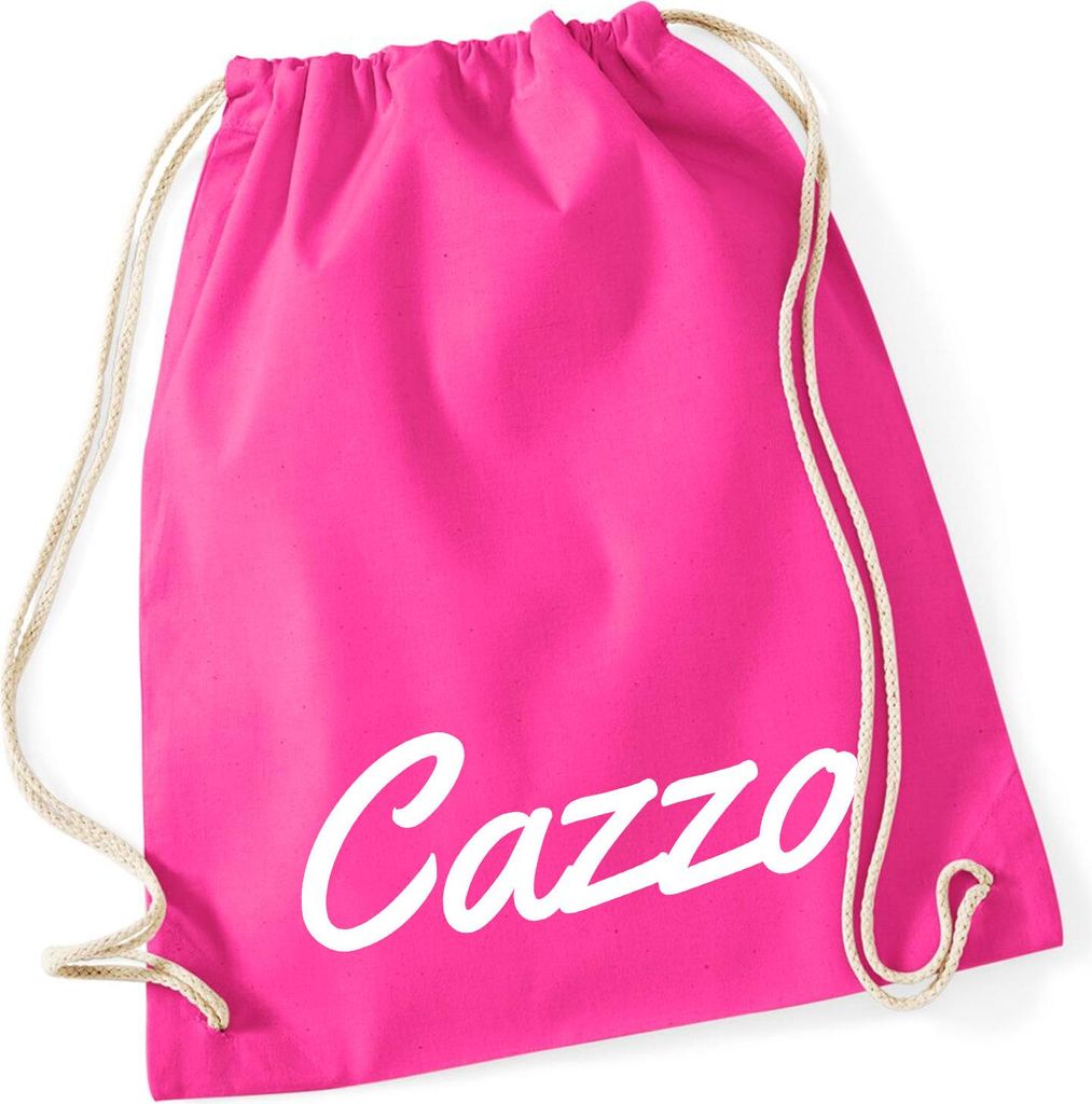 Huuraa Turnbeutel Cazzo italienisch Schriftzug 12 Liter Fuchsia Baumwolle Rucksack Geschenkidee