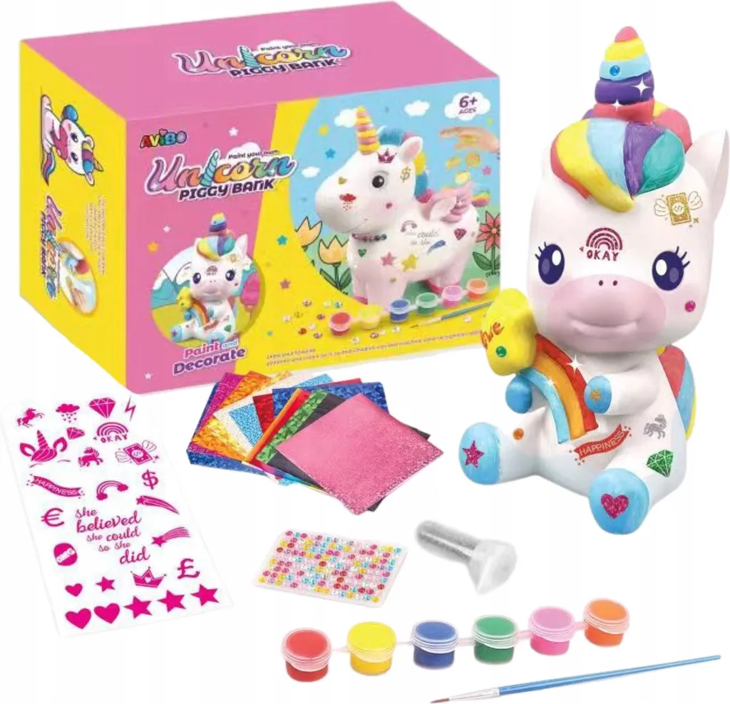 Cadeau anniversaire enfant tirelire licorne kit créatif à personnaliser