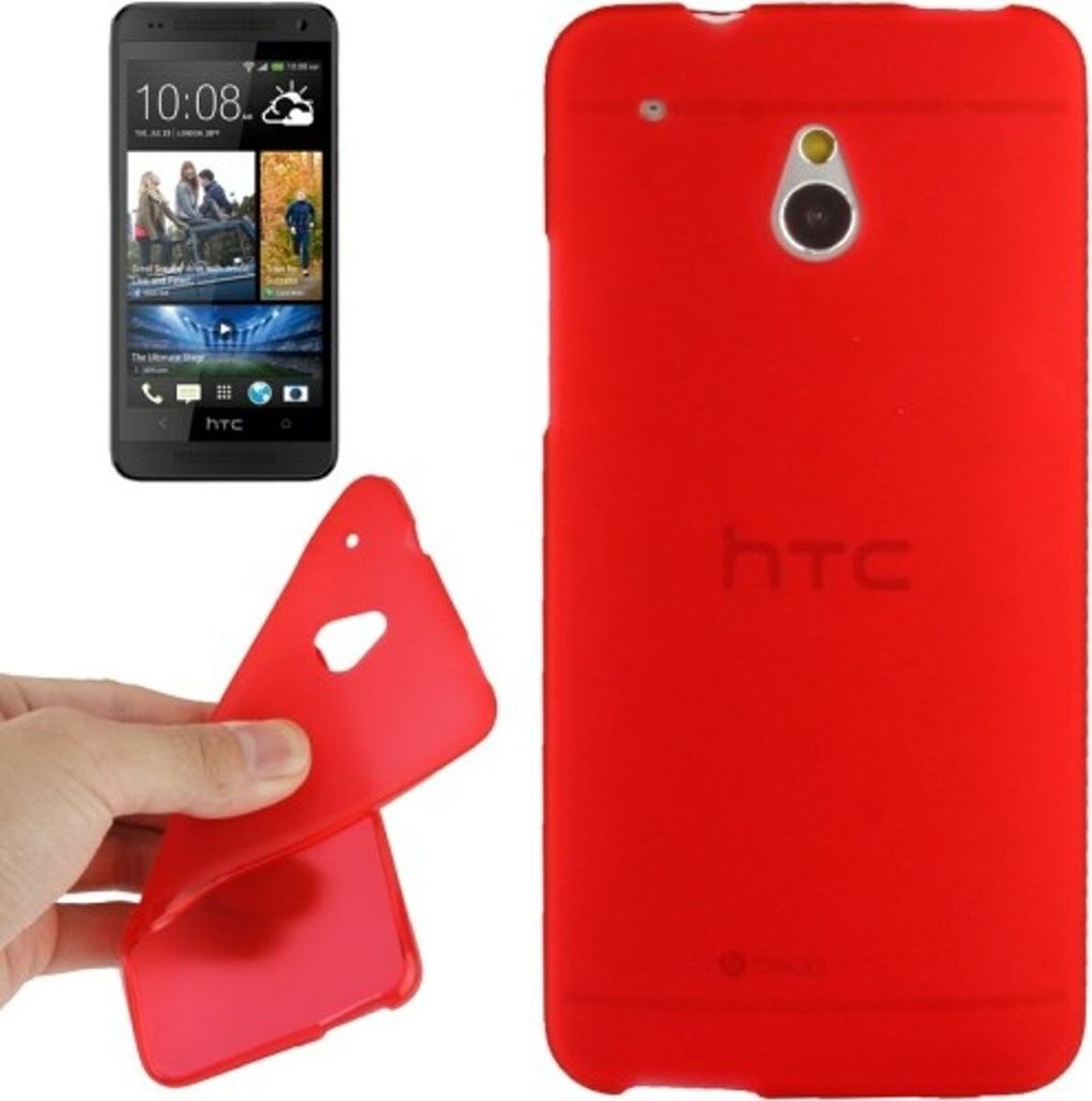 Schutzhülle TPU Case für Handy HTC One mini M4 Rot Transparent