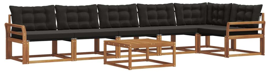 vidaXL Outdoor-Sofagarnitur mit Kissen 7 pcs Natürlich und Schwarz