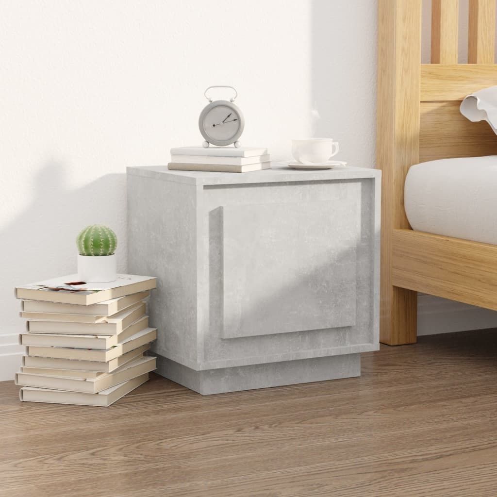 The Living Store Nachttisch Betongrau 44x35x45 cm Holzwerkstoff
