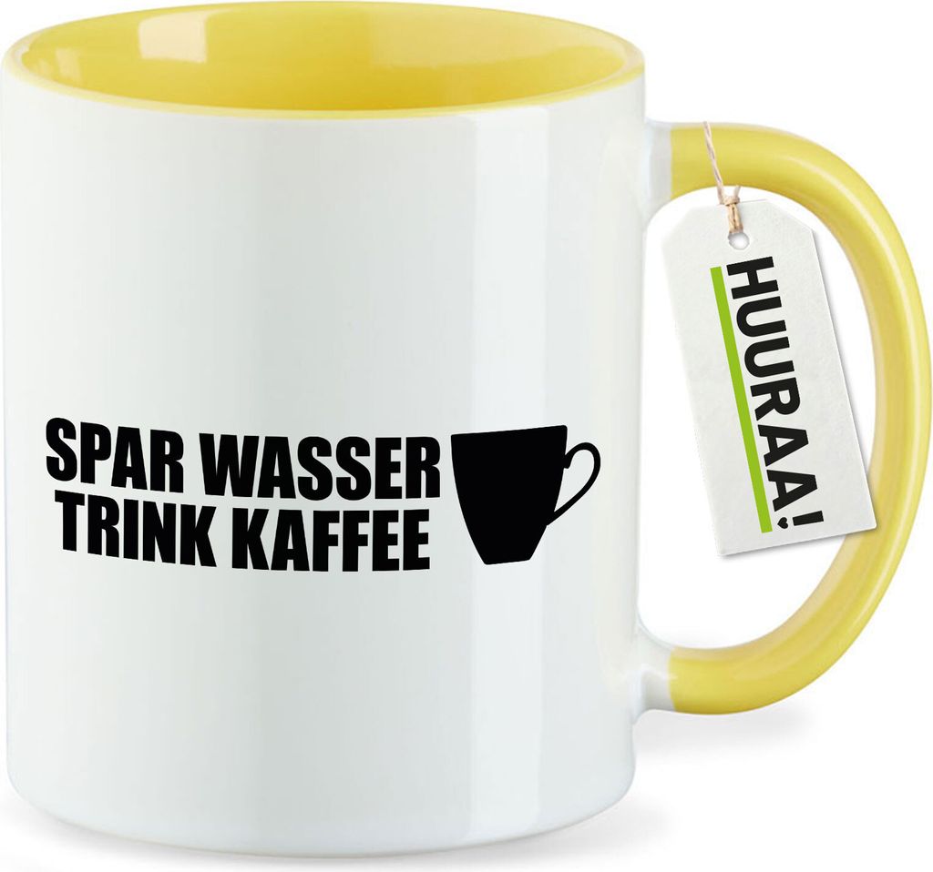 Huuraa Kaffeetasse Spar Wasser Trink Kaffee Kaffeetasse 330ml Gelb Keramik Kaffeebecher Geschenkidee