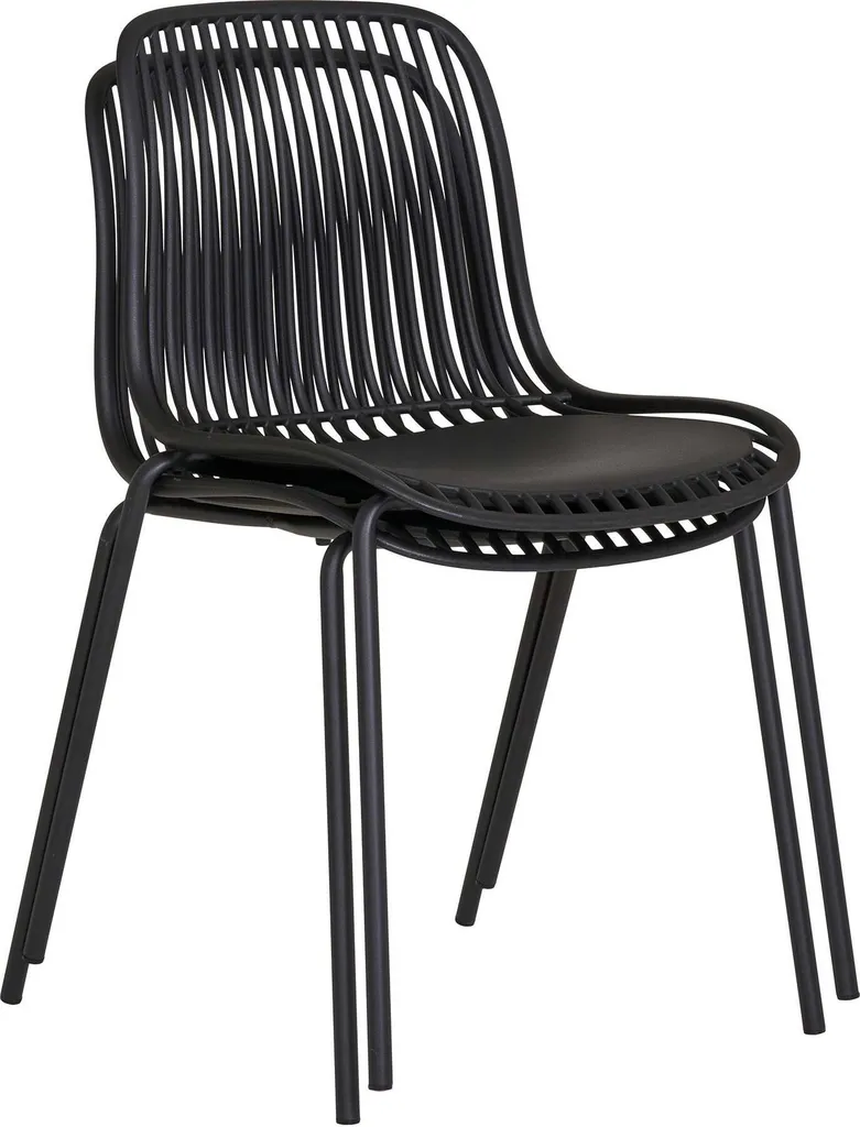 Chaise de jardin noire Branson empilable et résistante aux intempéries