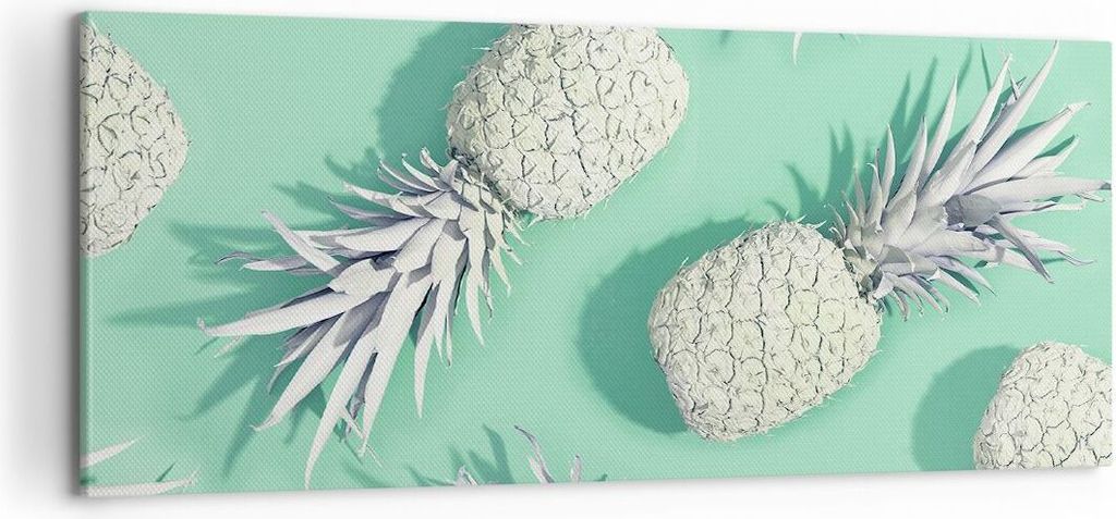 Bild auf Leinwand - Leinwandbild - Ananas Obst Saft - 100x40cm - Wand Bild - Wanddeko - Wandbilder - Leinwanddruck - Bilder - Kunstdruck - Wanddeko...