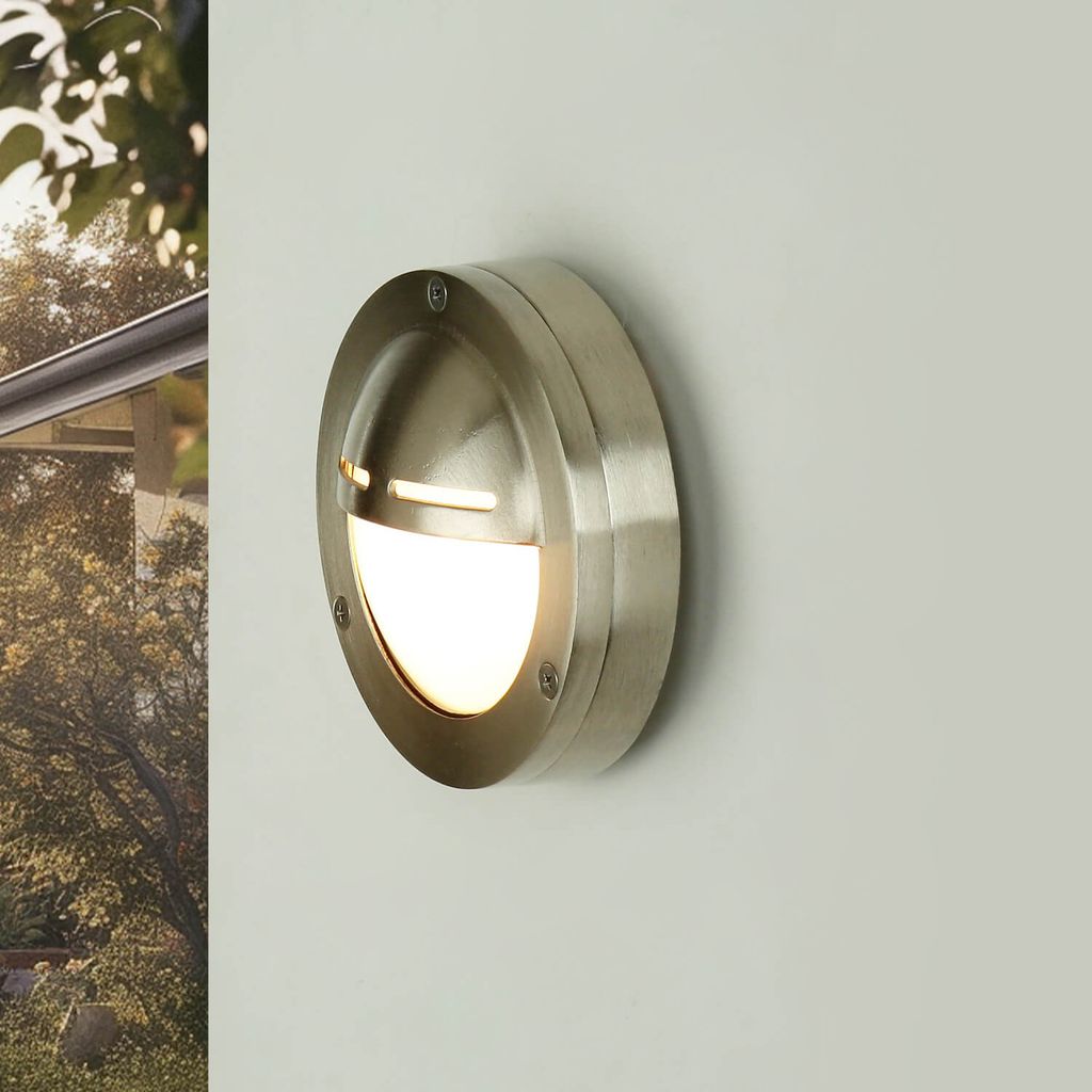 Außenlampe Messing massiv rund Ø 14 cm IP64 Maritim G9 Wandleuchte Haus Garten Balkon Terrasse Eingang
