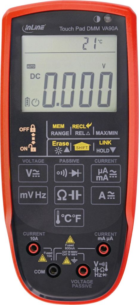 InLine Multimeter mit Touch-Pad und beleuchtetem Display, Produktbild 