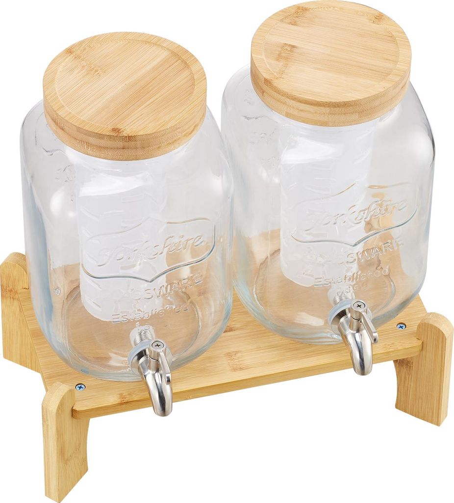 SucceBuy Getränkespender 2x3,8L aus Glas mit Zapfhahn für Partys und Bars