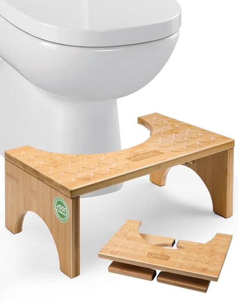 Siège de toilettes en bambou hauteur 18 cm - Tabouret WC ergonomique
