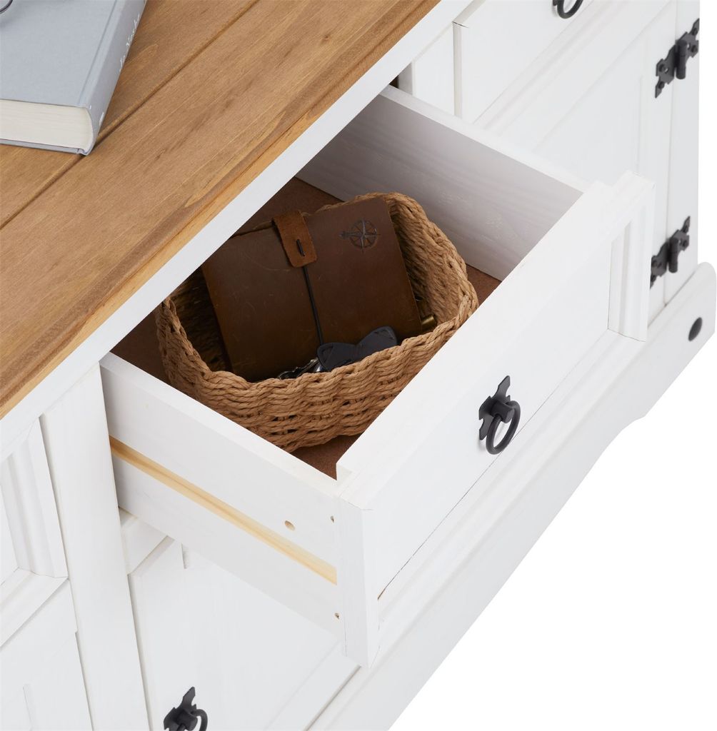 Sideboard CAMPO im Mexiko Stil Kommode Kiefer massiv weiß  Produktbild 5