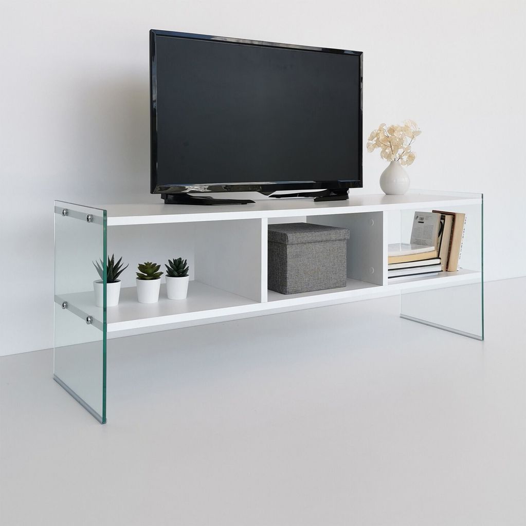 Skye Decor, TV400- TV400NOS, Weiß, TV-Schränke, 45x120x35 cm, 100% Melaminbeschichtete Partikelplatte