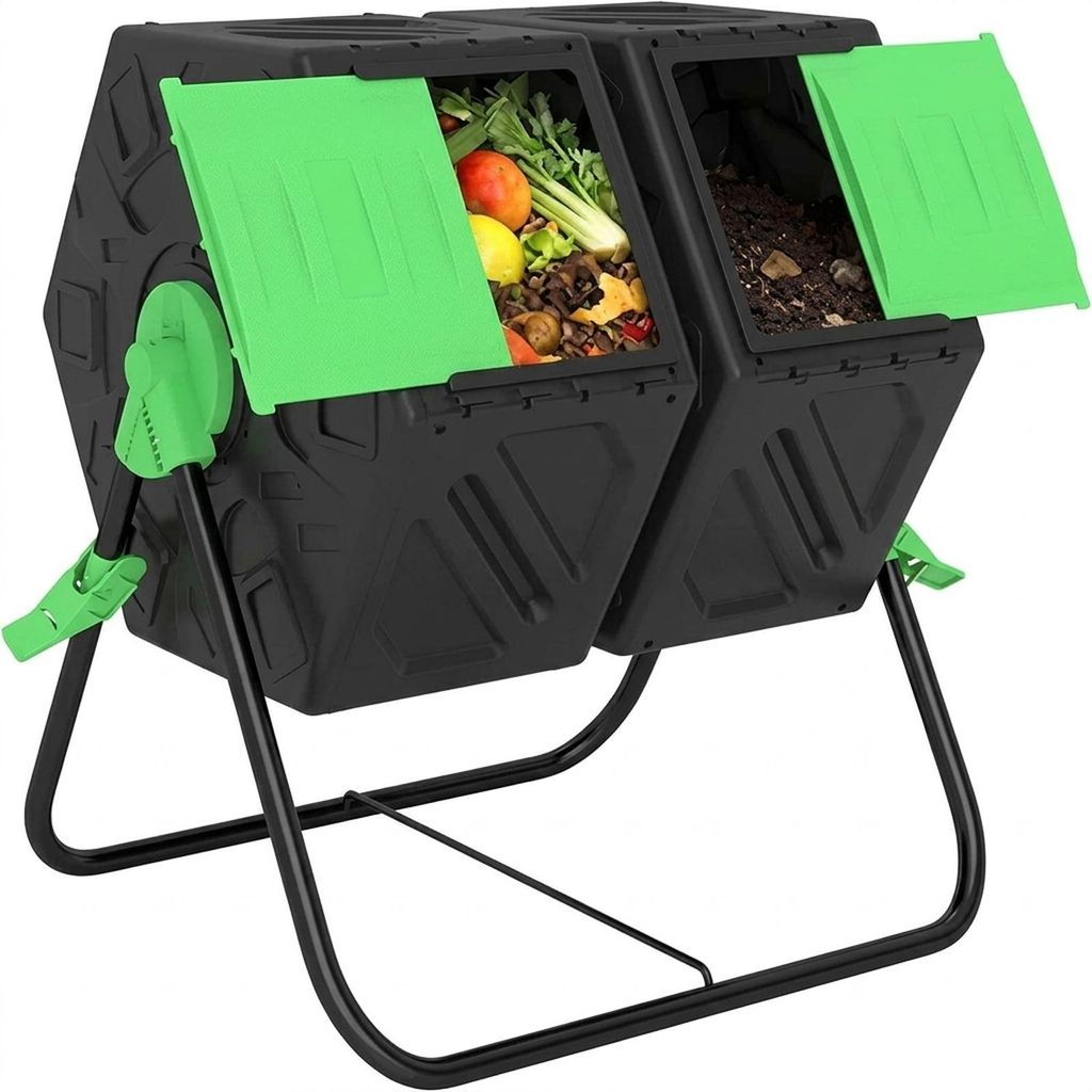 Komposter 130L Thermokomposter 360° drehbar mit 2 Kammern Garten