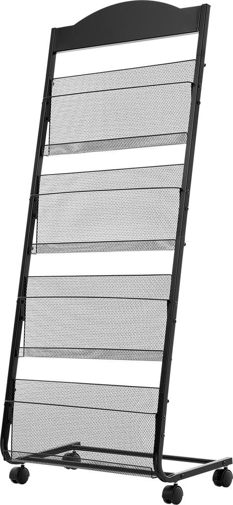 SucceBuy Faltbarer Prospektständer mit 4 Taschen, mobiler Zeitschriftenhalter, Katalogständer und Buchhalter für Messen, Büros und Ausstellungen