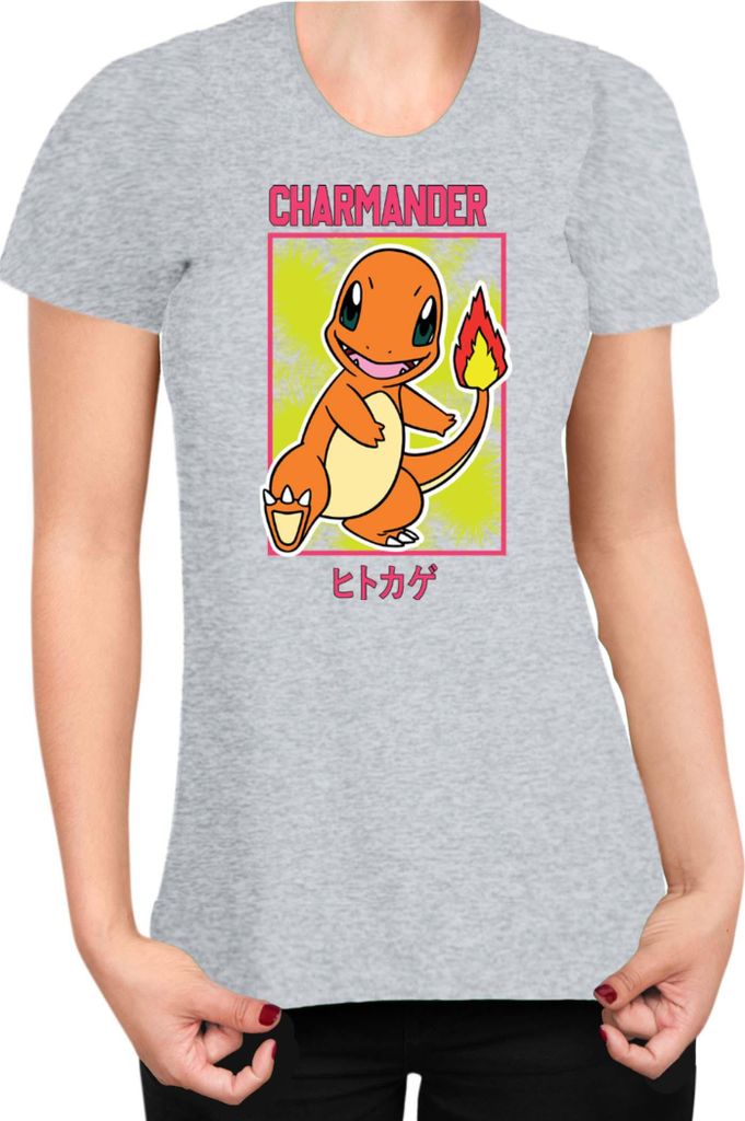 Damen T-Shirt Japan Manga Anime Comics Pokemon 022, Lady XS / Grau