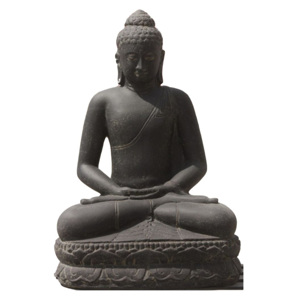 Buddha Meditation aus Steinguss perfekt für den Garten die Terrasse oder den Vorgarten ist Frostfest Witterungsbeständig und Neu 60cm H, KA-BR-BL...