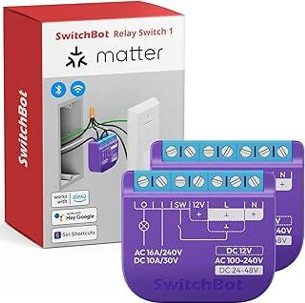 Offerta 2 Pezzi SwitchBot Relay 1 Smart Switch Matter 16A