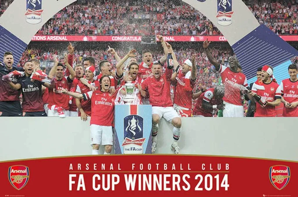Poster Arsenal FA Cup 2014 Vincitori con Cornice Legno 92cm Nero
